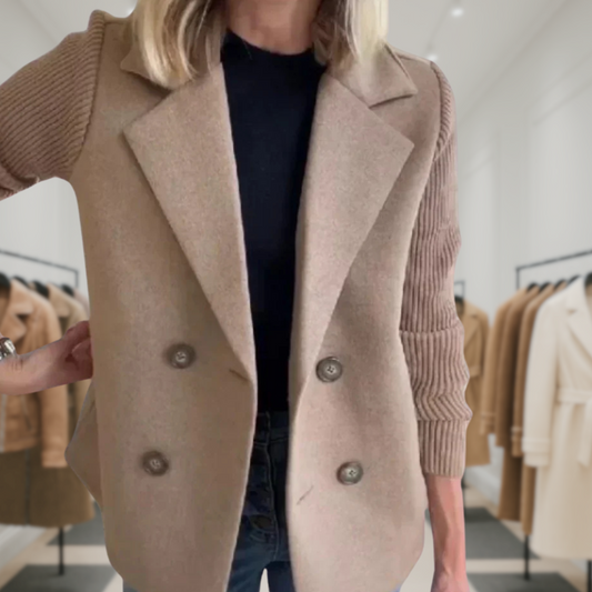 Harper | Button patchwork sleeves casual coat