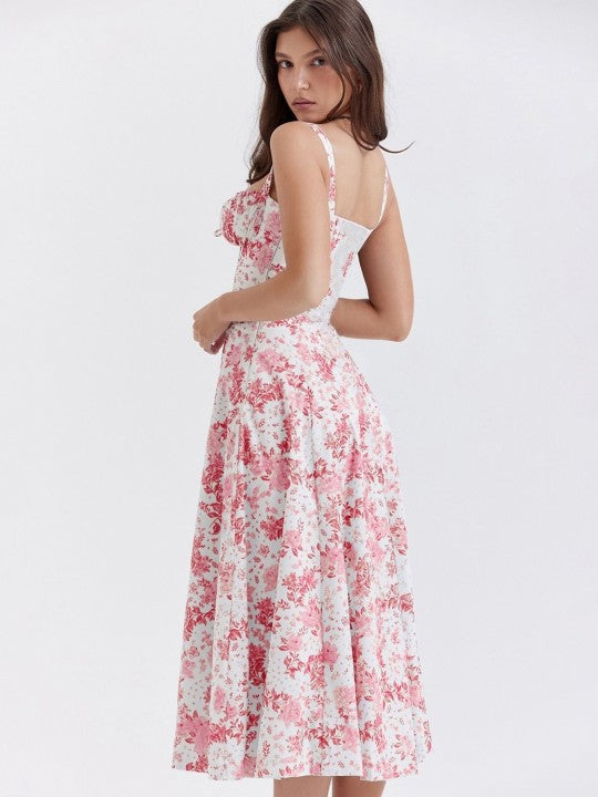 SHANA Pink floral corset dress