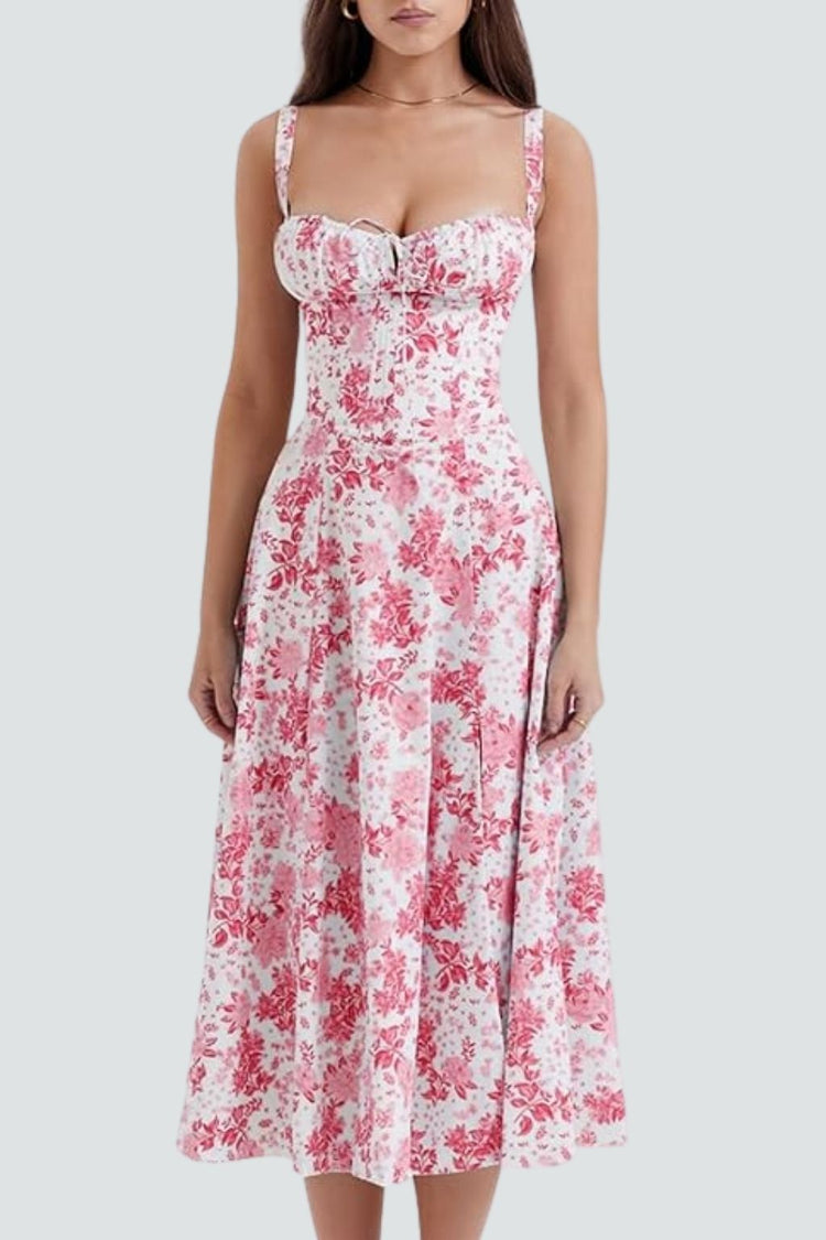 SHANA Pink floral corset dress