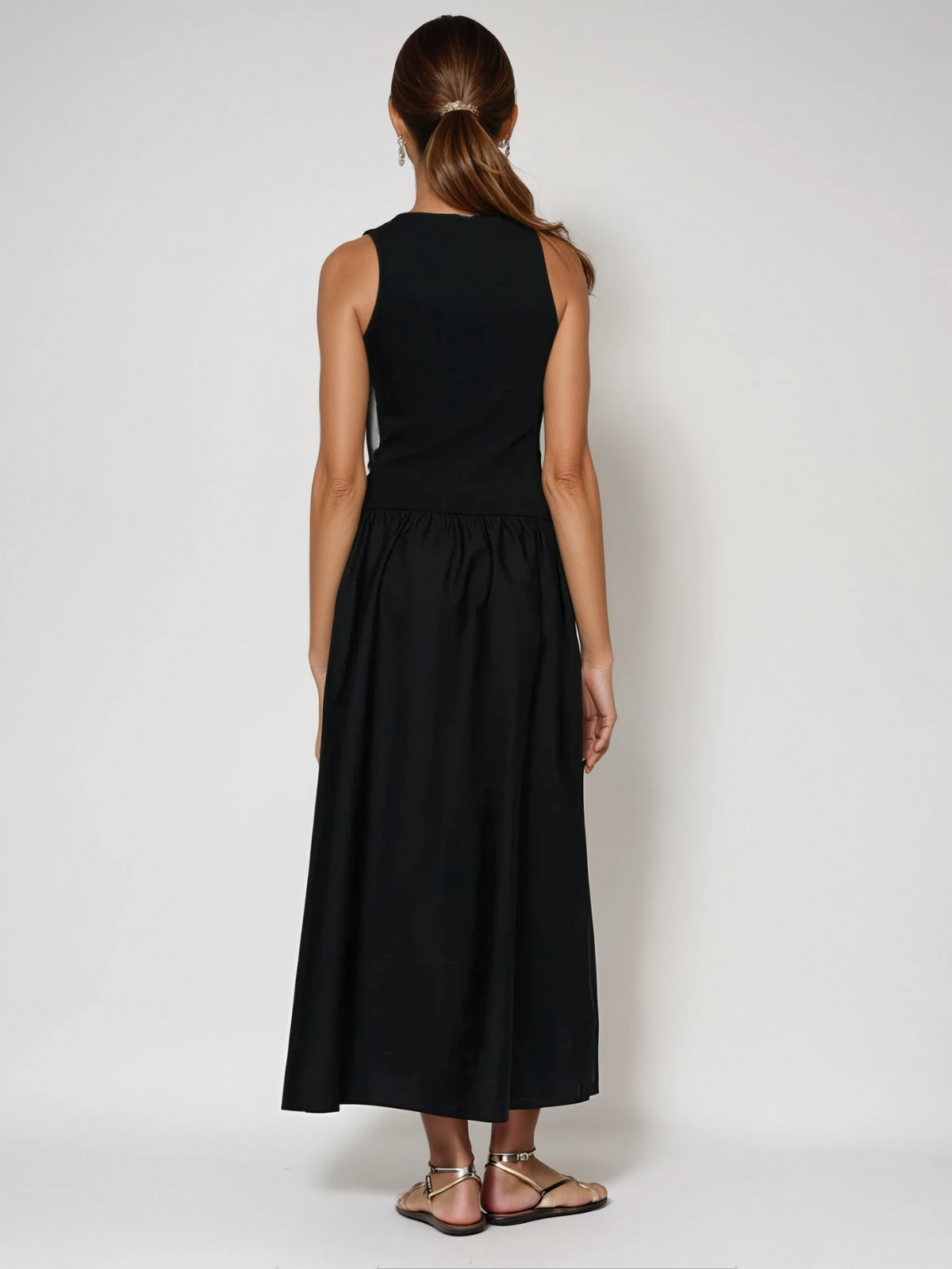 Round Neck Casual Stitching Vest Dress