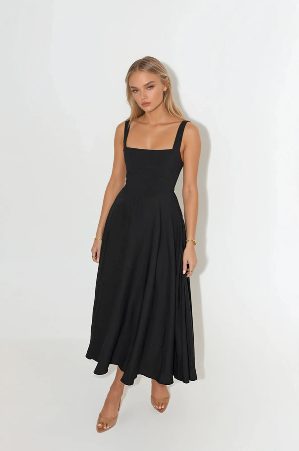 Mina | Midi Dress with Fitted Straps