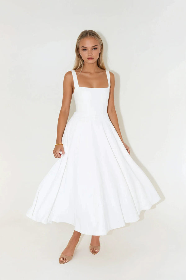 Mina | Midi Dress with Fitted Straps