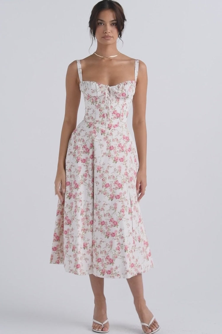 SHANA Pink floral corset dress