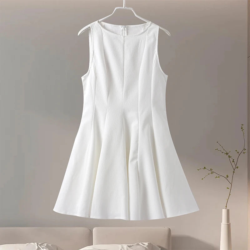 Casual Round Neck Frosted Bliss Pleated Dress