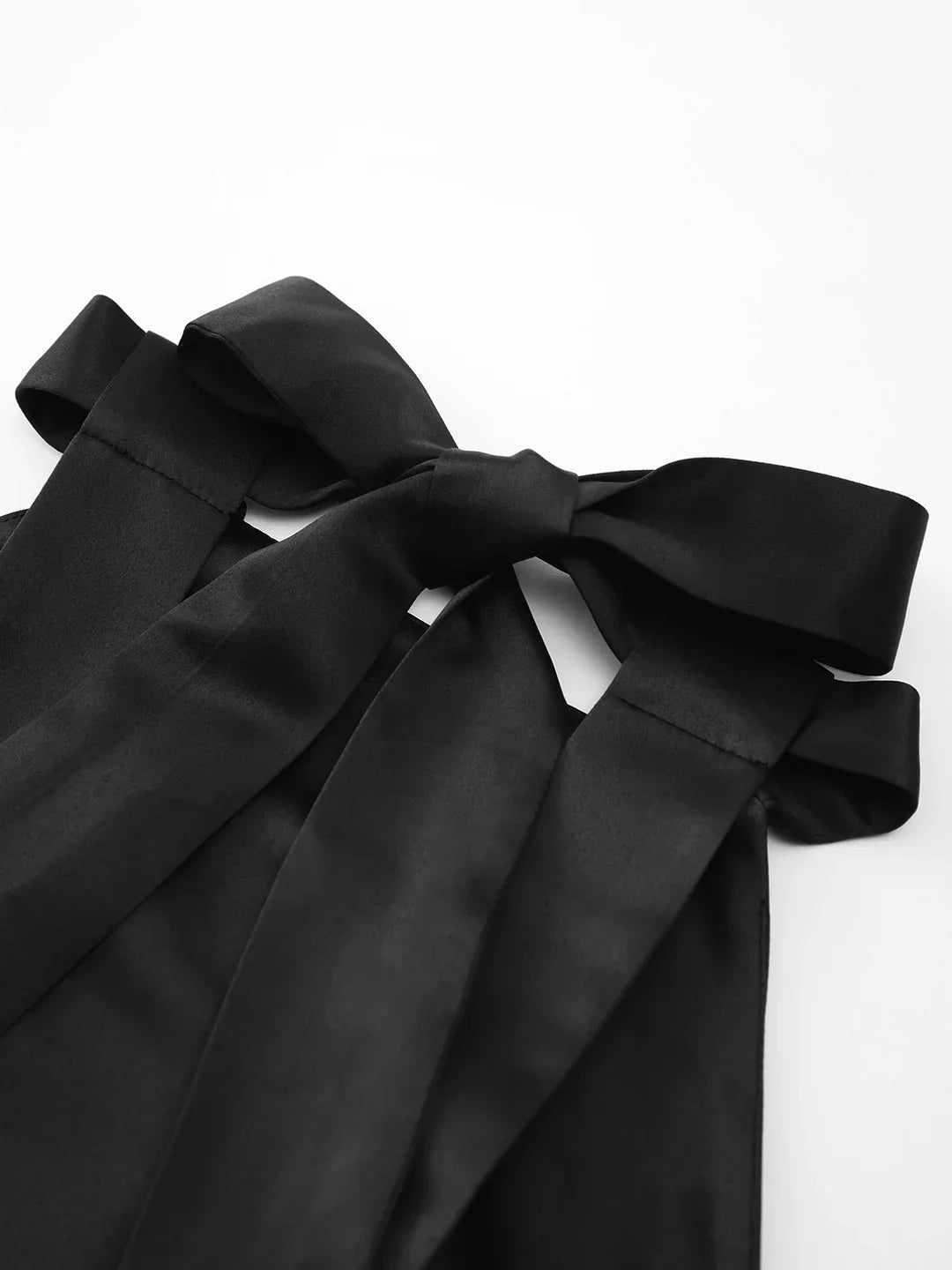 Satin Knotted Double Pockets Open Back Pleated Mini Dress