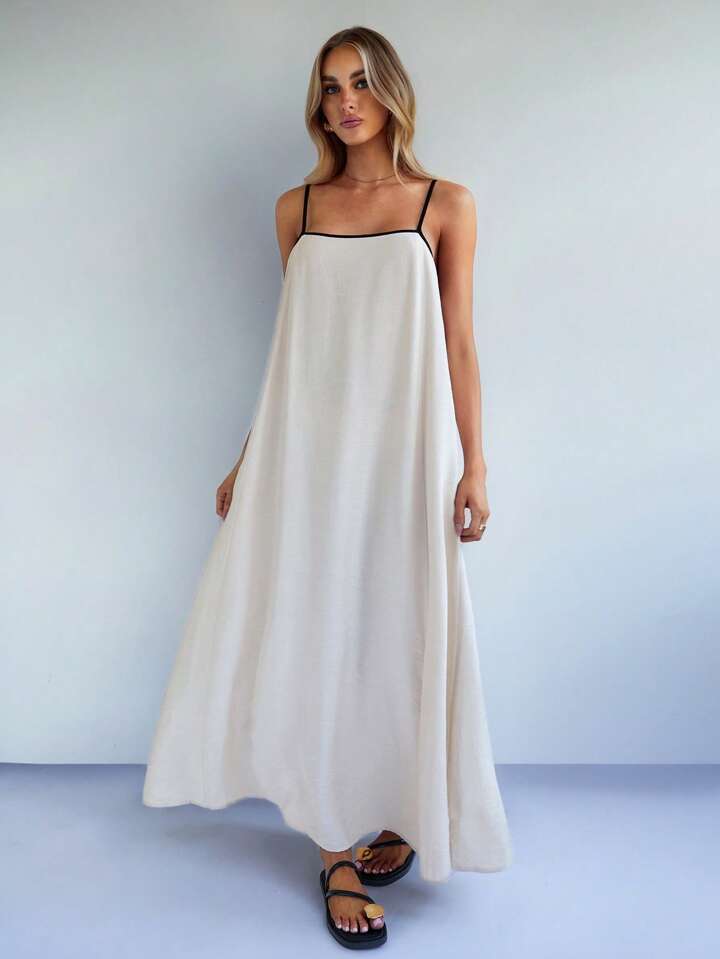 Elegant Style Casual Loose Contrast Color Strap Dress