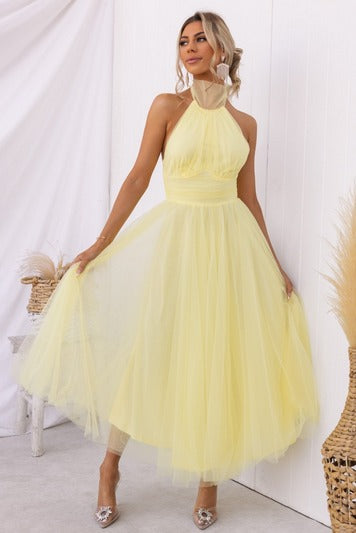 Pearlina - Sleek Mesh High Neck Dress