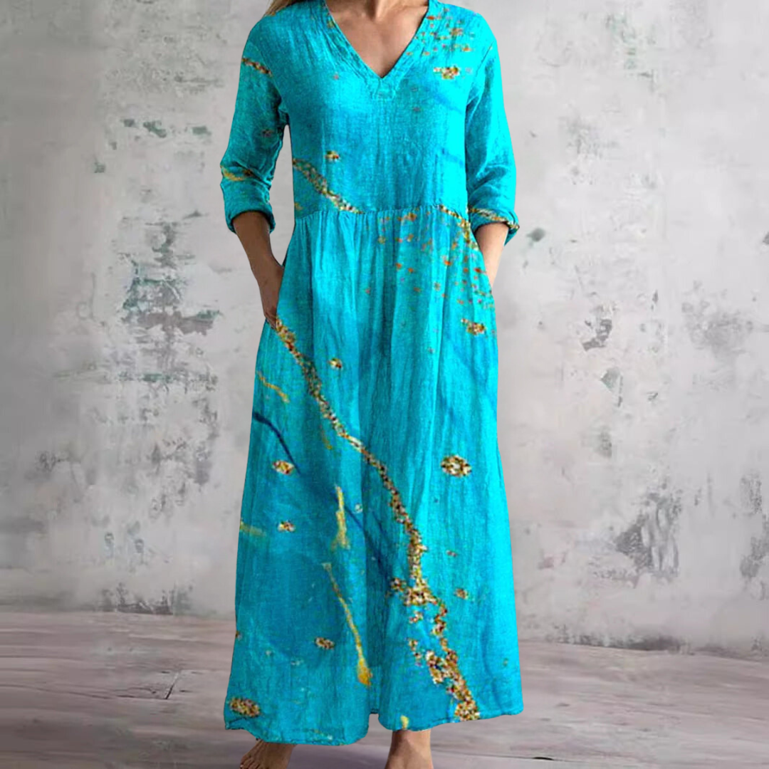 Ivory - Floral Whimsy Boho Maxi Dress