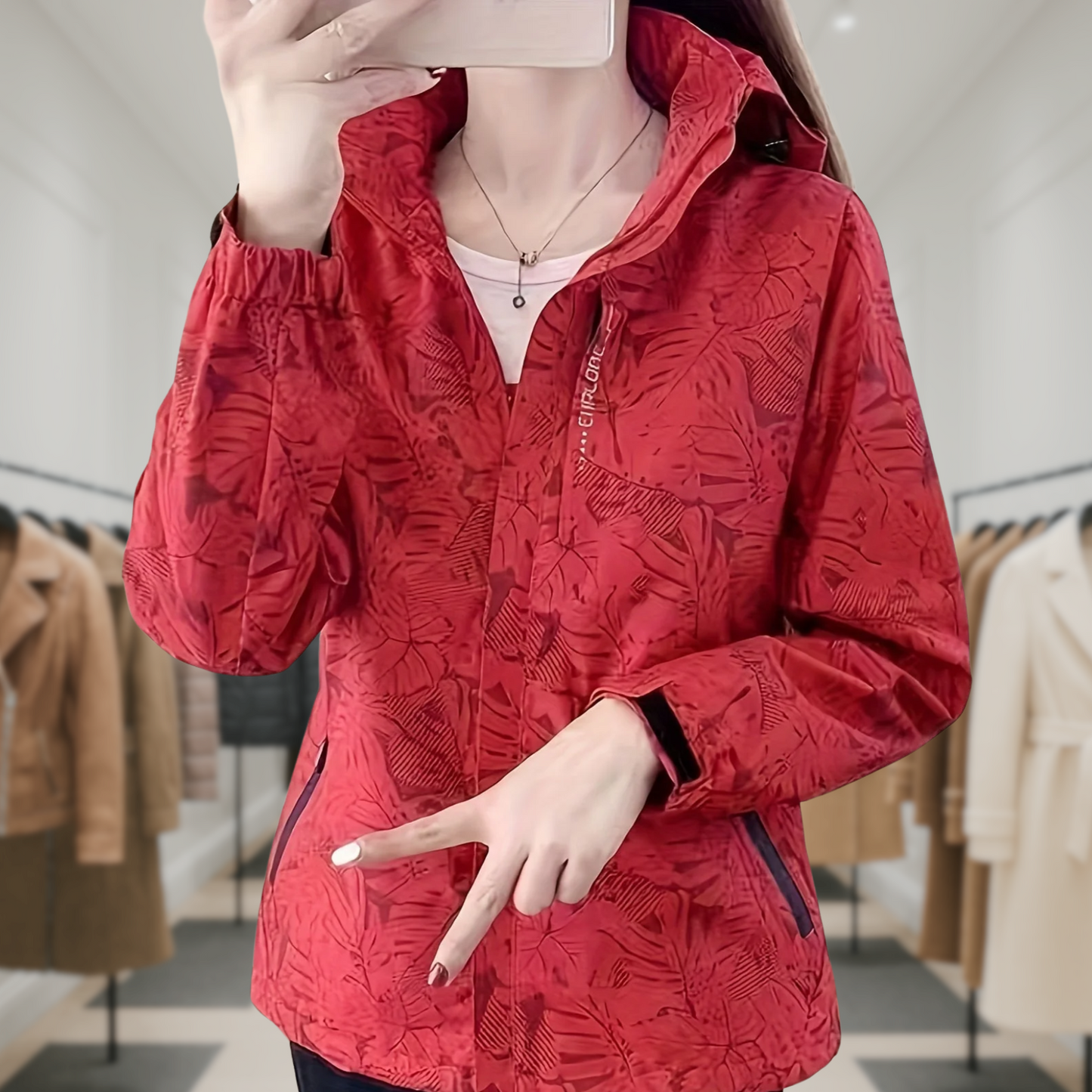 Lauren | Windproof Outdoor Jacket with Camouflage Print