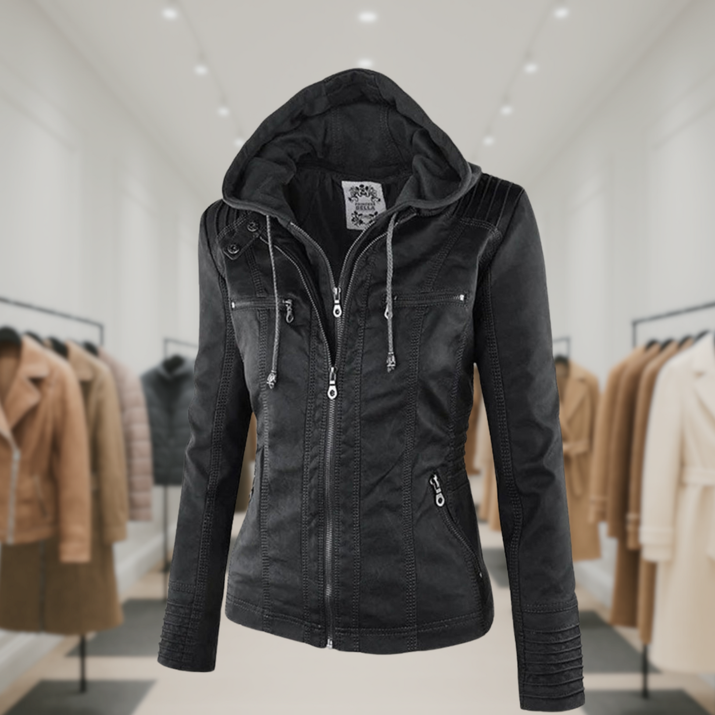 Olivia™ | Waterproof Women's Leather Jacket with Hood