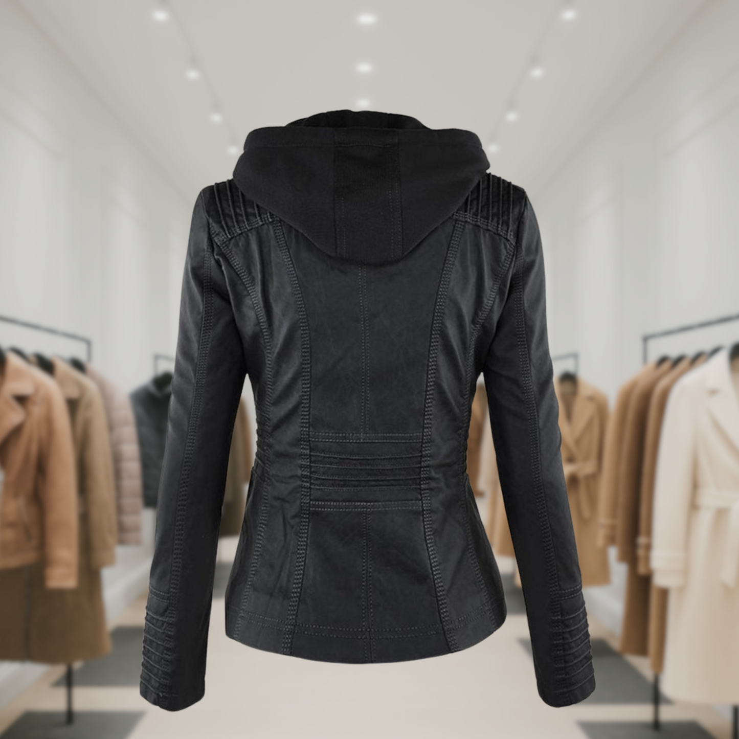 Olivia™ | Waterproof Women's Leather Jacket with Hood