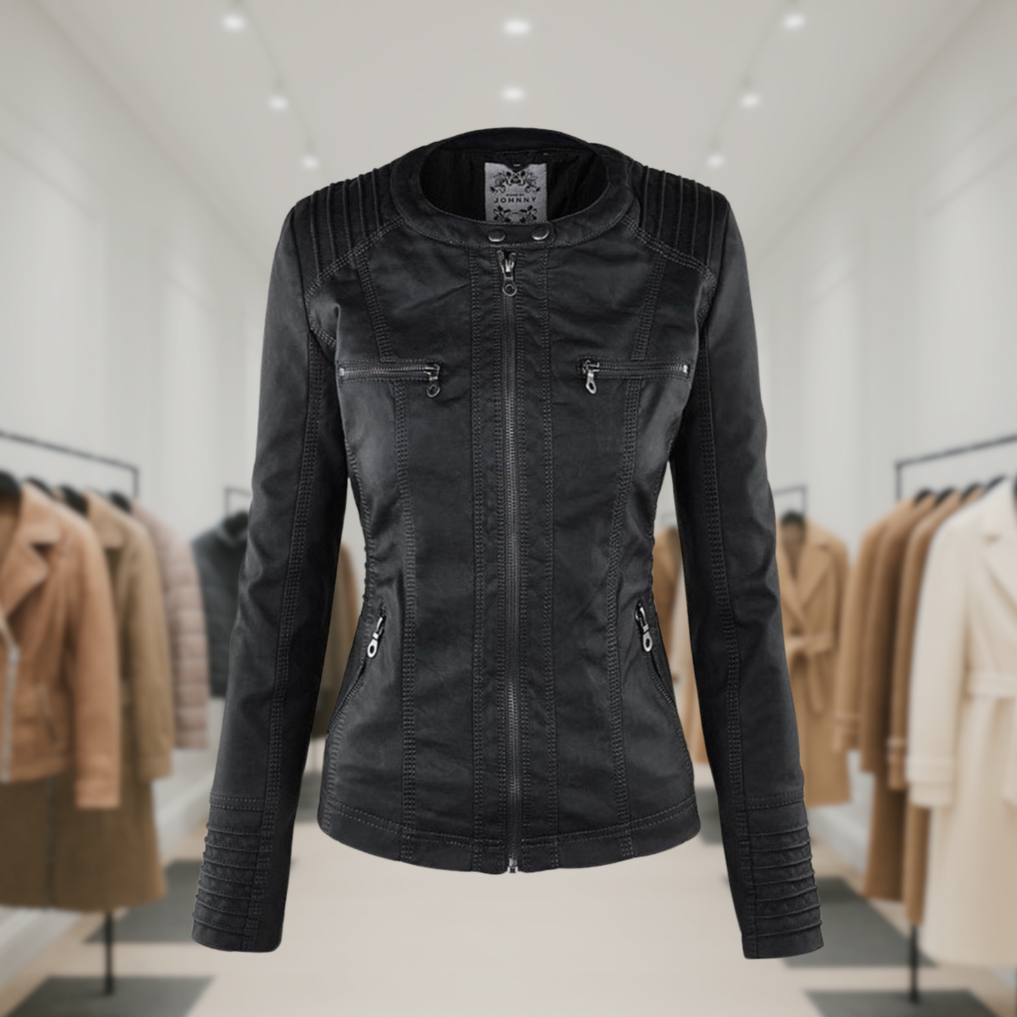 Olivia™ | Waterproof Women's Leather Jacket with Hood