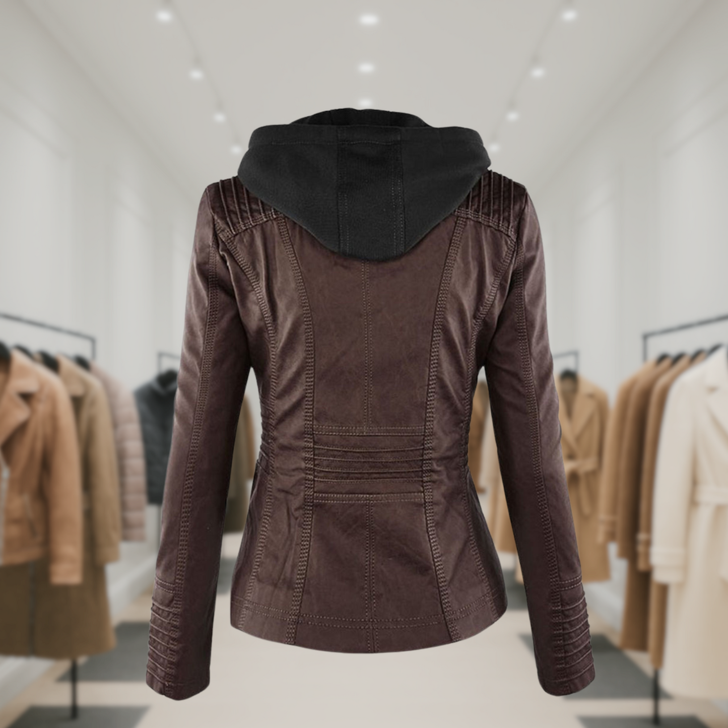 Olivia™ | Waterproof Women's Leather Jacket with Hood