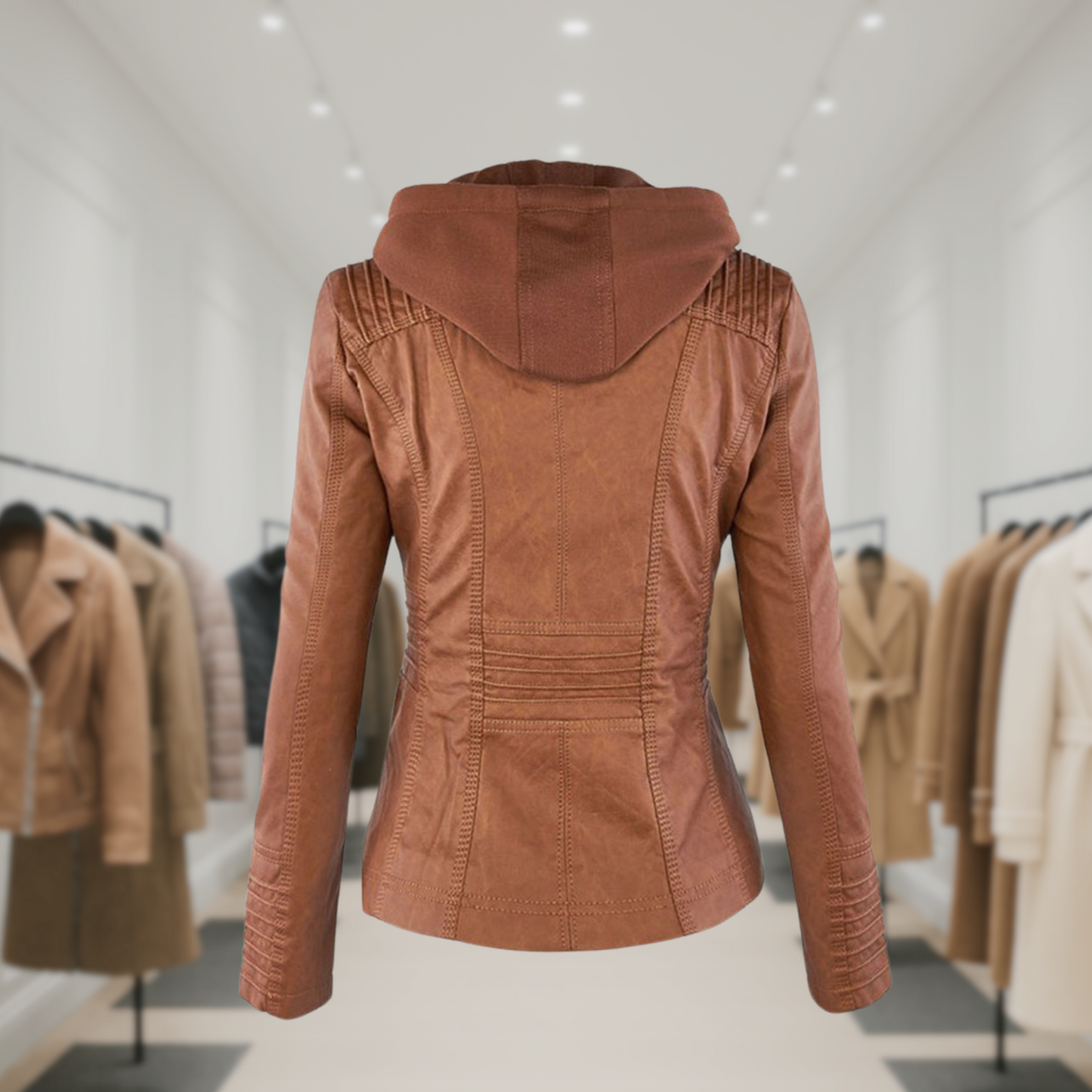 Olivia™ | Waterproof Women's Leather Jacket with Hood