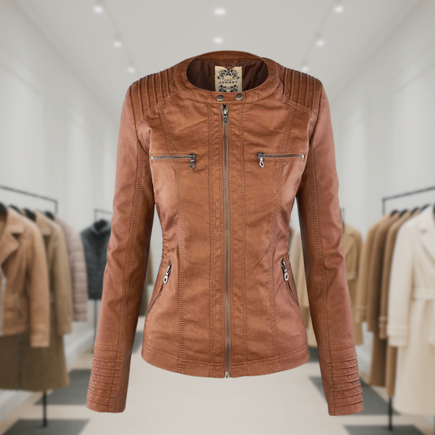 Olivia™ | Waterproof Women's Leather Jacket with Hood
