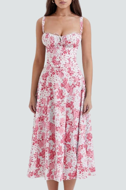 SHANA Pink floral corset dress