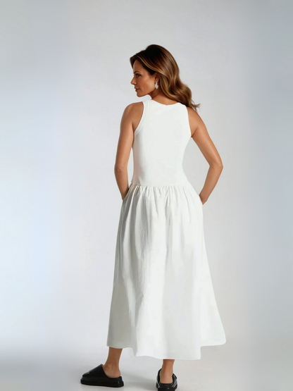 Round Neck Casual Stitching Vest Dress