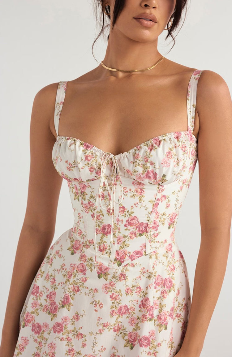 SHANA Pink floral corset dress