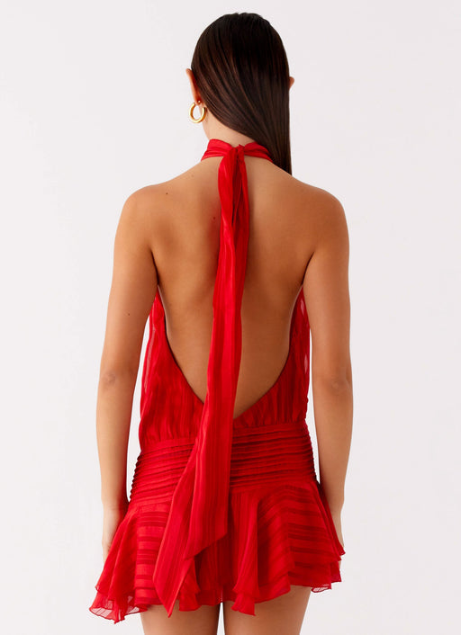 SERENELLA Beaded Waist Chiffon Mini Dress