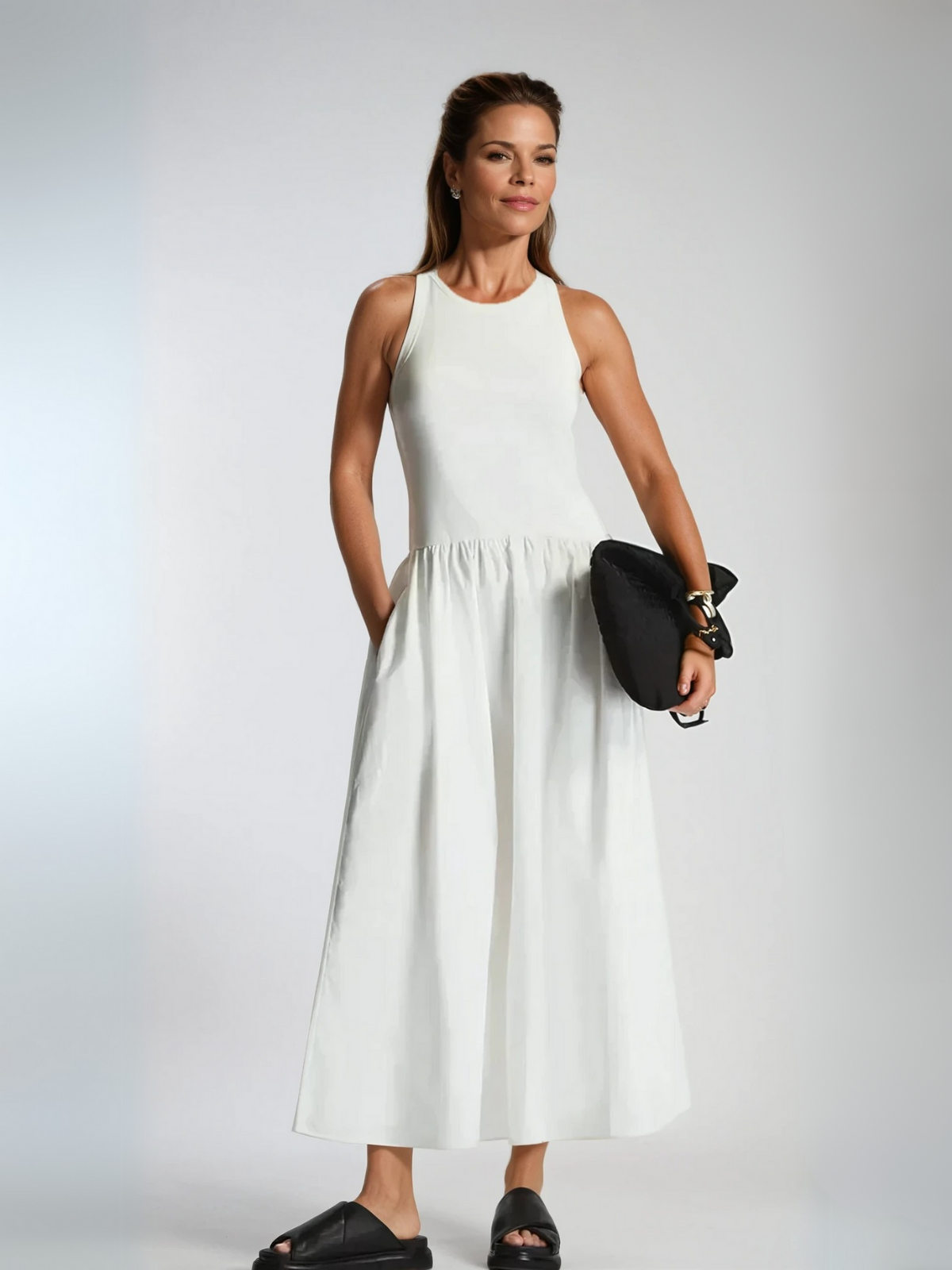 Round Neck Casual Stitching Vest Dress