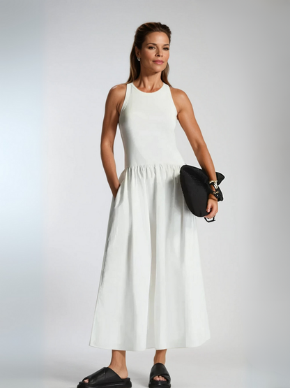 Round Neck Casual Stitching Vest Dress