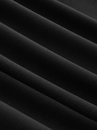 High Neck Solid Long Sleeve Mini Dress