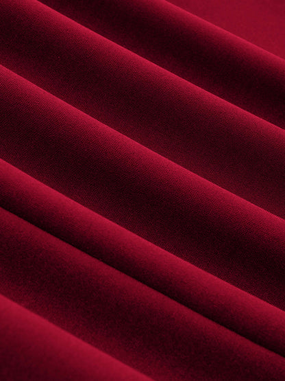 High Neck Solid Long Sleeve Mini Dress