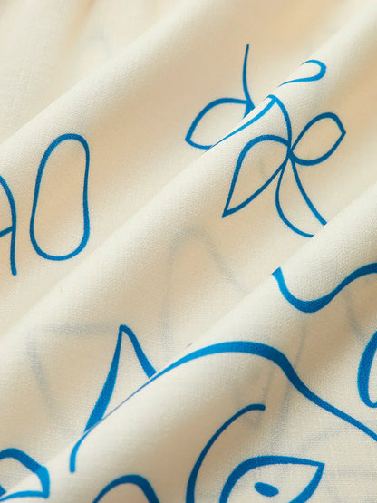 Casual Style Oversized Sun Print Short Dress