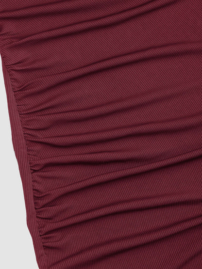 Sleeveless Round Neck Pleated Slit Dress