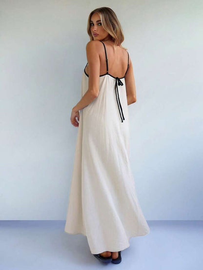 Elegant Style Casual Loose Contrast Color Strap Dress