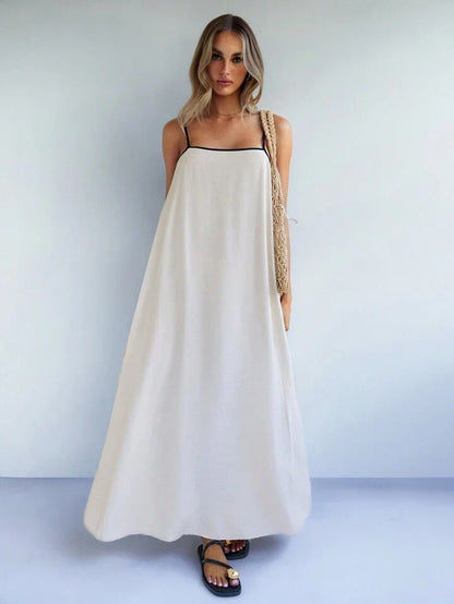 Elegant Style Casual Loose Contrast Color Strap Dress