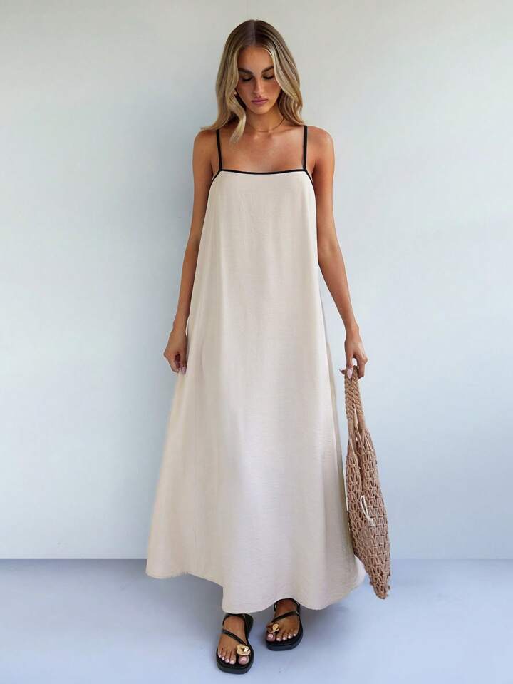 Elegant Style Casual Loose Contrast Color Strap Dress