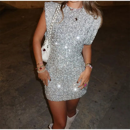 Halle - Sequin Slim Fit O-Neck Mini Dress