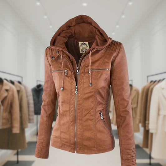 Olivia™ | Waterproof Women's Leather Jacket with Hood